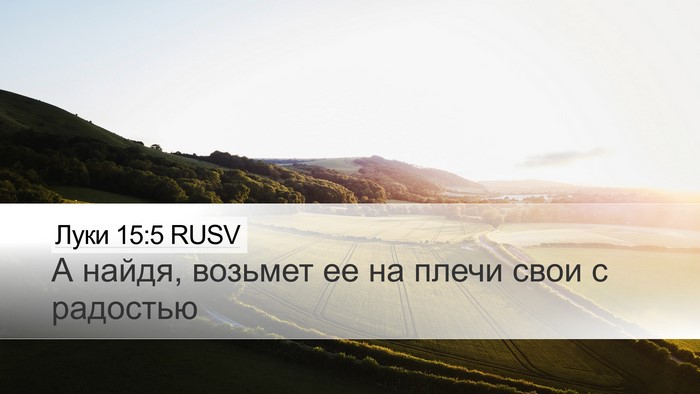 Луки 15:5 RUSV Desktop Wallpaper - А найдя, возьмет ее на - Desktop Bible Verse Wallpaper