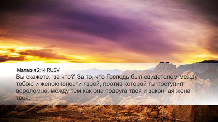 Малахия 2:14 RUSV Bible Verse Image