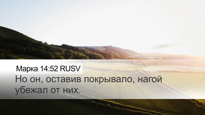 Марка 14:52 RUSV Desktop Wallpaper - Но он, оставив покрывало, - Desktop Bible Verse Wallpaper