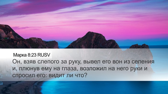 Марка 8:23 RUSV Bible Verse Image