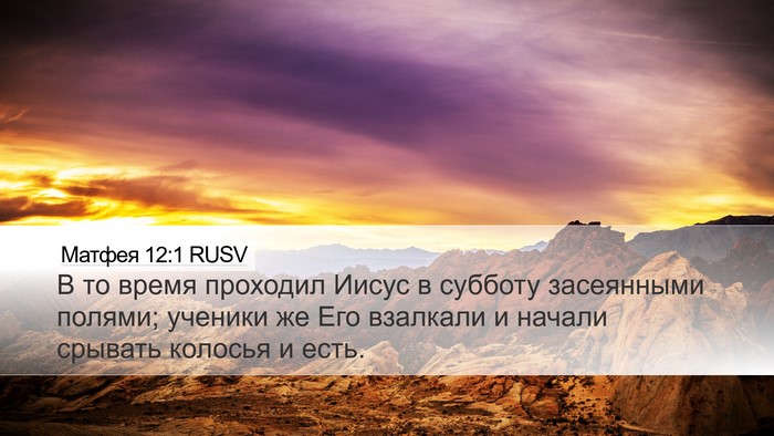 Матфея 12:1 RUSV Desktop Wallpaper - В то время проходил Иисус в - Desktop Bible Verse Wallpaper