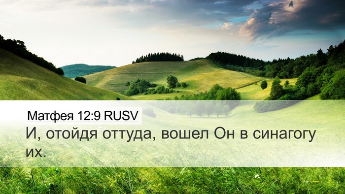 Матфея 12:9 RUSV Desktop Wallpaper - И, отойдя оттуда, вошел Он в - Desktop Bible Verse Wallpaper