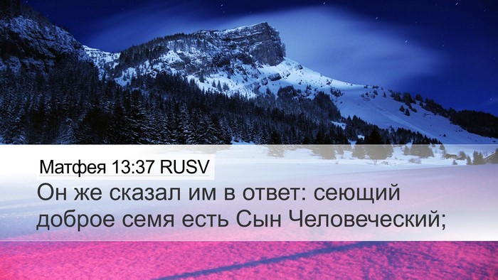 Матфея 13:37 RUSV Desktop Wallpaper - Он же сказал им в ответ: - Desktop Bible Verse Wallpaper