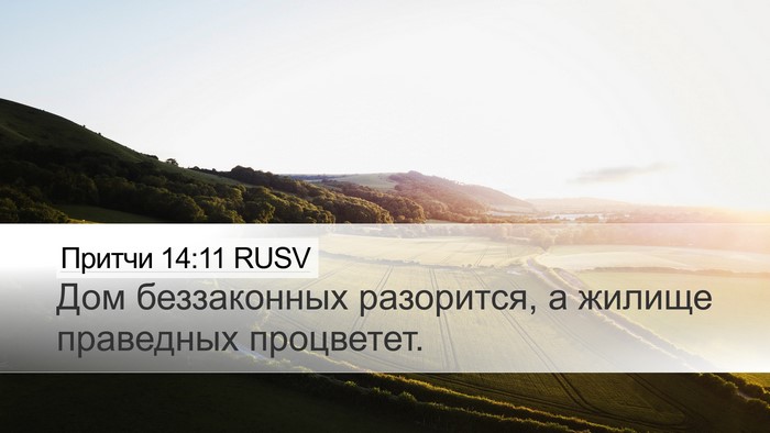 Притчи 14:11 RUSV Desktop Wallpaper - Дом беззаконных разорится, - Desktop Bible Verse Wallpaper