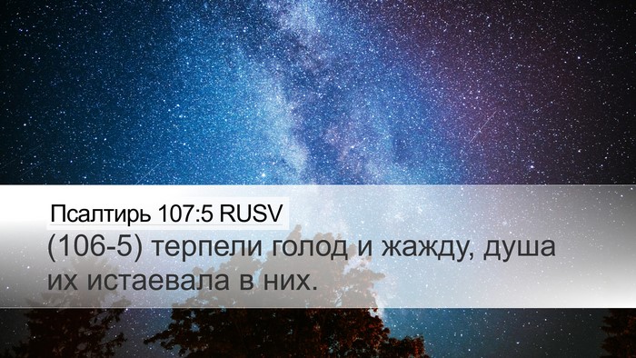 Псалтирь 107:5 RUSV Desktop Wallpaper - (106-5) терпели голод и жажду, - Desktop Bible Verse Wallpaper