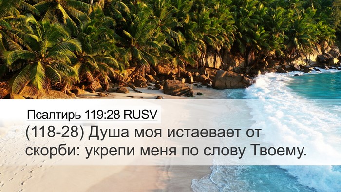 Псалтирь 119:28 RUSV Desktop Wallpaper - (118-28) Душа моя истаевает от - Desktop Bible Verse Wallpaper