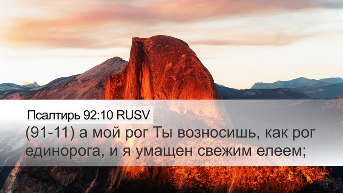 Псалтирь 92:10 RUSV Desktop Wallpaper - (91-11) а мой рог Ты возносишь, - Desktop Bible Verse Wallpaper