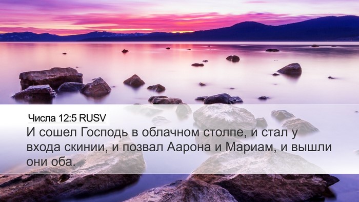 Числа 12:5 RUSV Desktop Wallpaper - И сошел Господь в облачном - Desktop Bible Verse Wallpaper