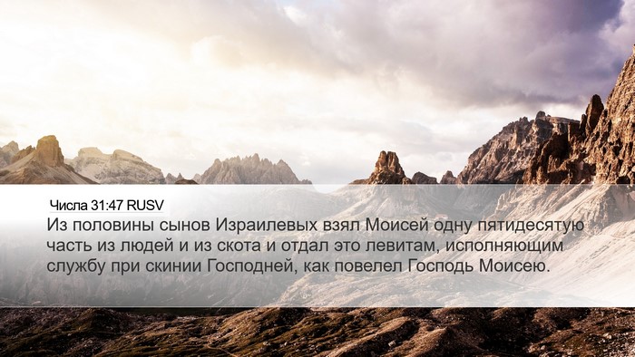 Числа 31:47 RUSV Desktop Wallpaper - Из половины сынов - Desktop Bible Verse Wallpaper