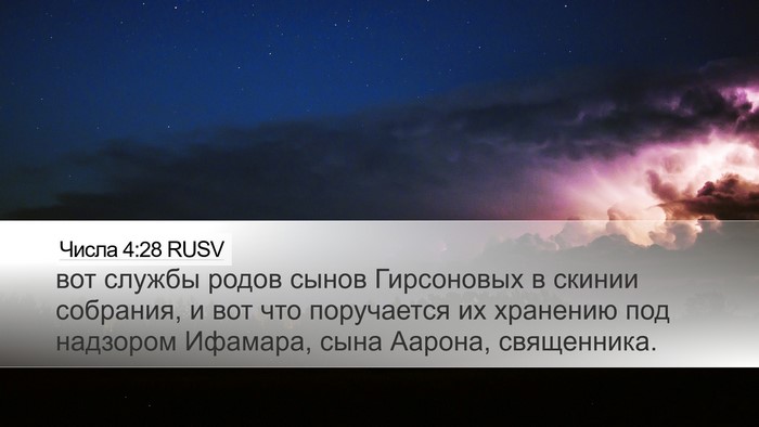 Числа 4:28 RUSV Desktop Wallpaper - вот службы родов сынов - Desktop Bible Verse Wallpaper