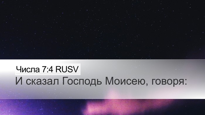 Числа 7:4 RUSV Bible Verse Image
