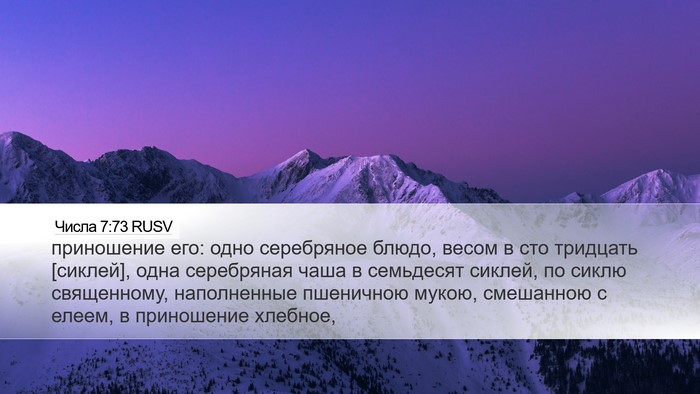 Числа 7:73 RUSV Desktop Wallpaper - приношение его: одно - Desktop Bible Verse Wallpaper