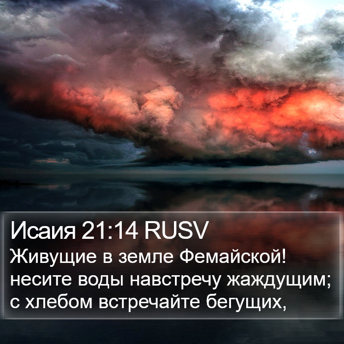 Исаия 21:14 RUSV - Живущие в земле Фемайской!
