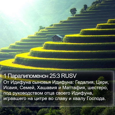 1 Паралипоменон 25:3 RUSV Bible Verse Image