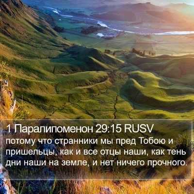 1 Паралипоменон 29:15 RUSV Bible Verse Image