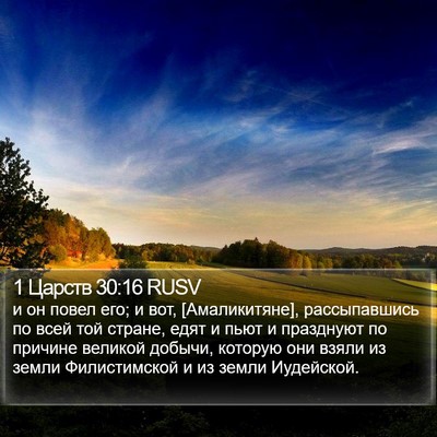1 Царств 30:16 RUSV Bible Verse Image