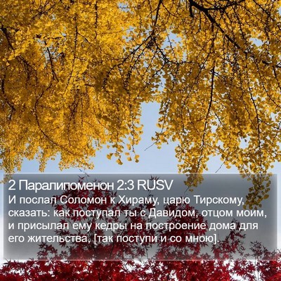 2 Паралипоменон 2:3 RUSV Bible Verse Image