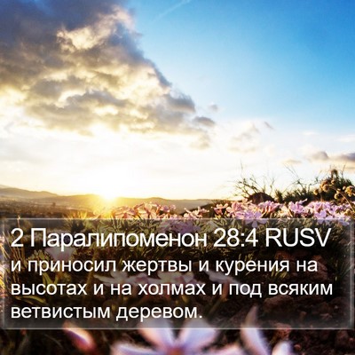 2 Паралипоменон 28:4 RUSV Bible Verse Image