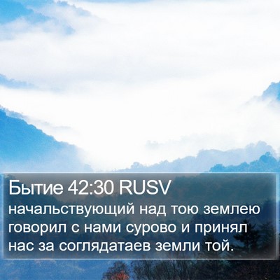 Бытие 42:30 RUSV Bible Verse Image