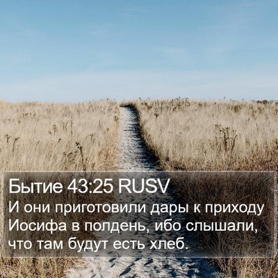 Бытие 43:25 RUSV Bible Verse Image