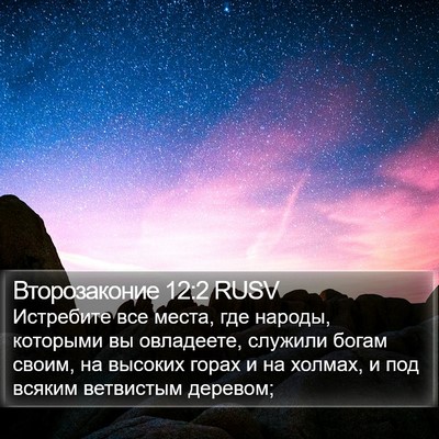 Второзаконие 12:2 RUSV Bible Verse Image