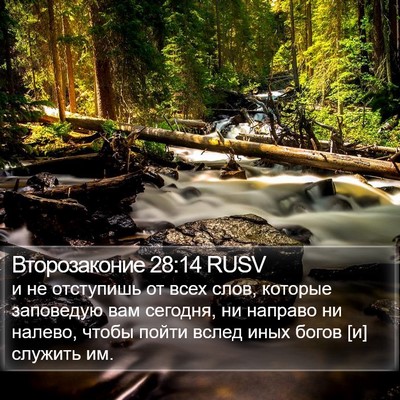 Второзаконие 28:14 RUSV Bible Verse Image