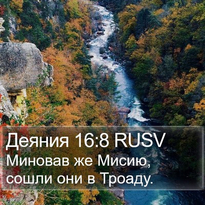 Деяния 16:8 RUSV Bible Verse Image