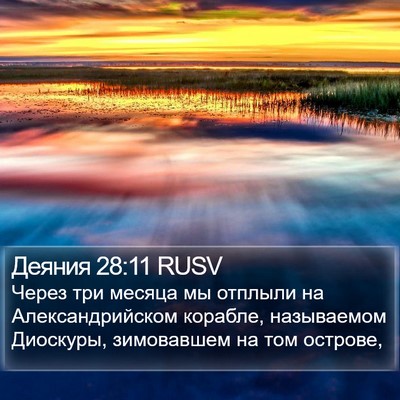Деяния 28:11 RUSV Bible Verse Image