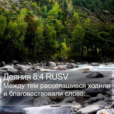 Деяния 8:4 RUSV Bible Verse Image