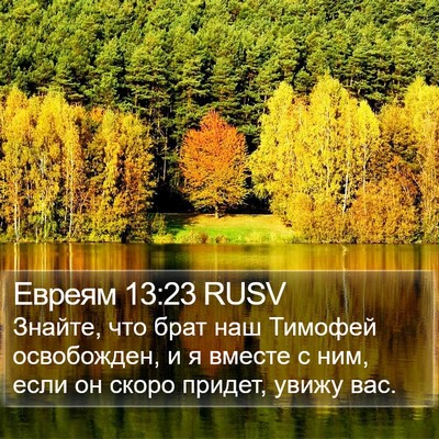 Евреям 13:23 RUSV Bible Verse Image