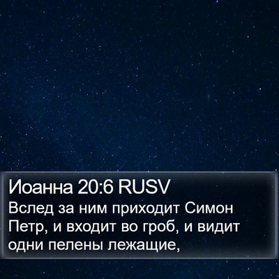 Иоанна 20:6 RUSV Bible Verse Image
