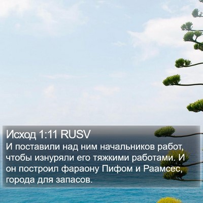 Исход 1:11 RUSV Bible Verse Image