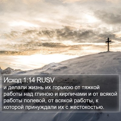 Исход 1:14 RUSV Bible Verse Image