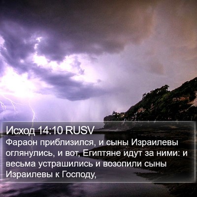Исход 14:10 RUSV Bible Verse Image