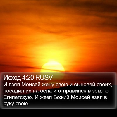 Исход 4:20 RUSV Bible Verse Image