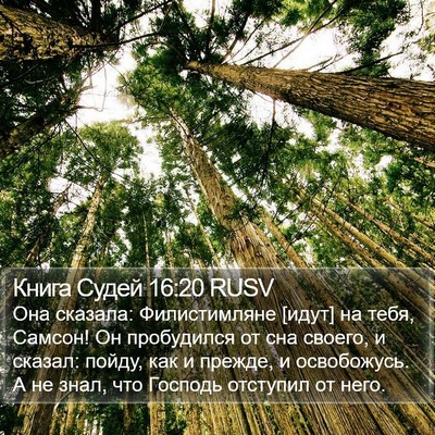 Книга Судей 16:20 RUSV Bible Verse Image