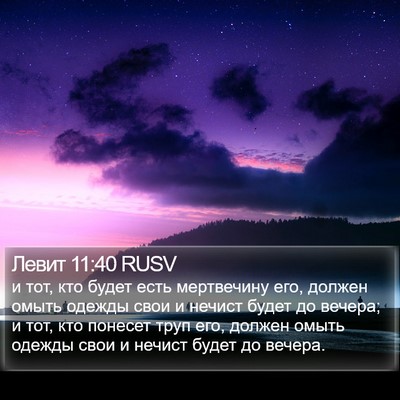 Левит 11:40 RUSV Bible Verse Image