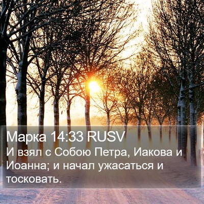 Марка 14:33 RUSV Bible Verse Image