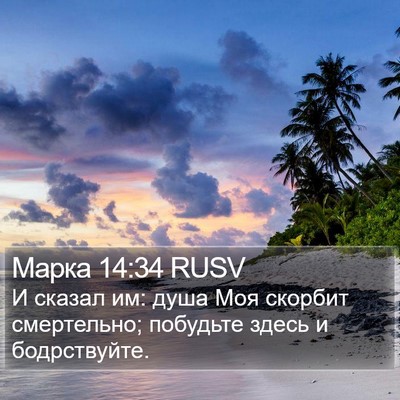 Марка 14:34 RUSV Bible Verse Image