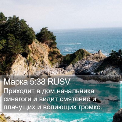 Марка 5:38 RUSV Bible Verse Image
