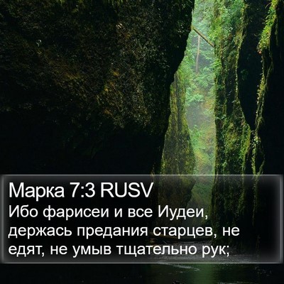 Марка 7:3 RUSV Bible Verse Image