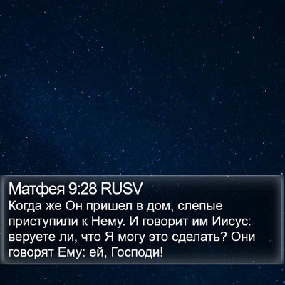 Матфея 9:28 RUSV Bible Verse Image