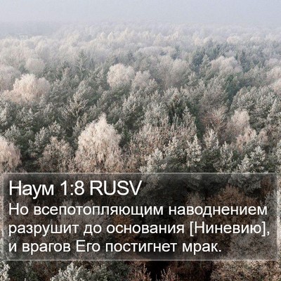 Наум 1:8 RUSV Bible Verse Image