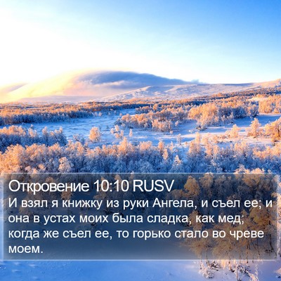 Откровение 10:10 RUSV Bible Verse Image