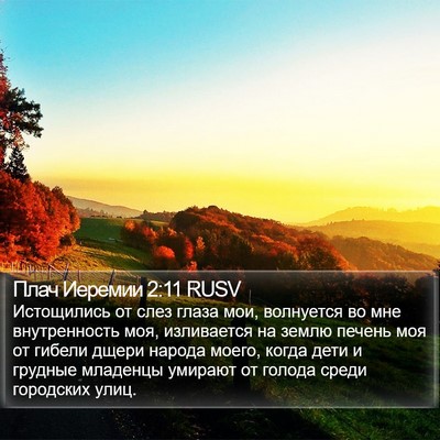 Плач Иеремии 2:11 RUSV Bible Verse Image