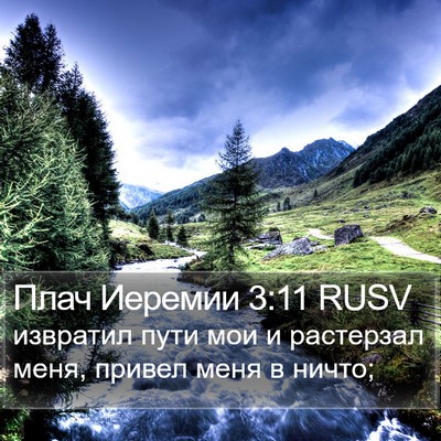 Плач Иеремии 3:11 RUSV Bible Verse Image