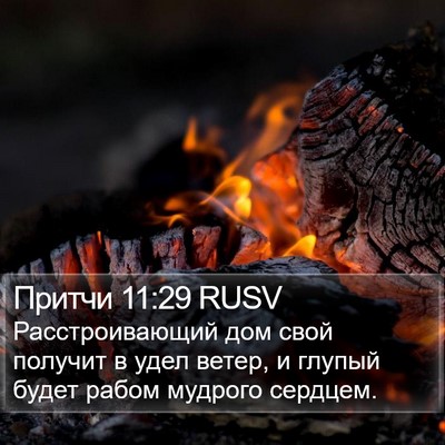 Притчи 11:29 RUSV Bible Verse Image