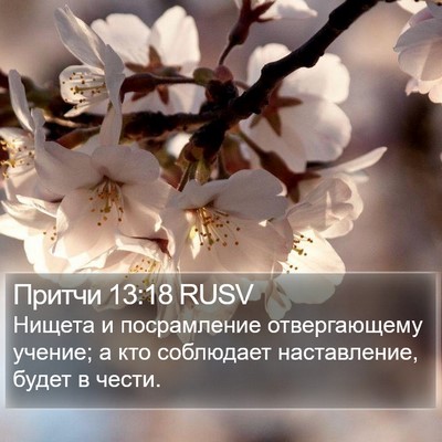 Притчи 13:18 RUSV Bible Verse Image