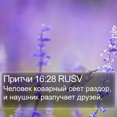 Притчи 16:28 RUSV Bible Verse Image
