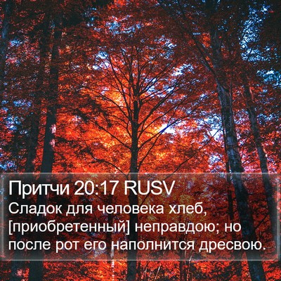 Притчи 20:17 RUSV Bible Verse Image